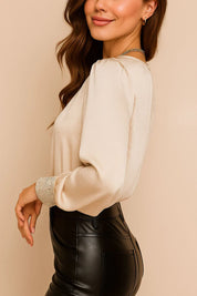 Sequin Cuff Long Sleeve Blouse