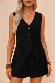 Tailored Vest and High-Waisted Shorts Set