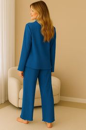 Collared Lounge Set – Long Sleeve Top & Pants