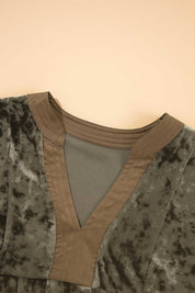 Velvet Mini Dress with Pockets and Notched Neckline