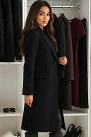 Lapel Collar Long Sleeve Coat
