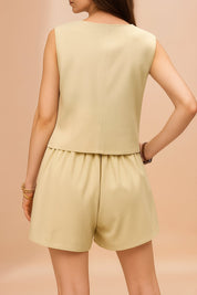 Tailored Vest and High-Waisted Shorts Set