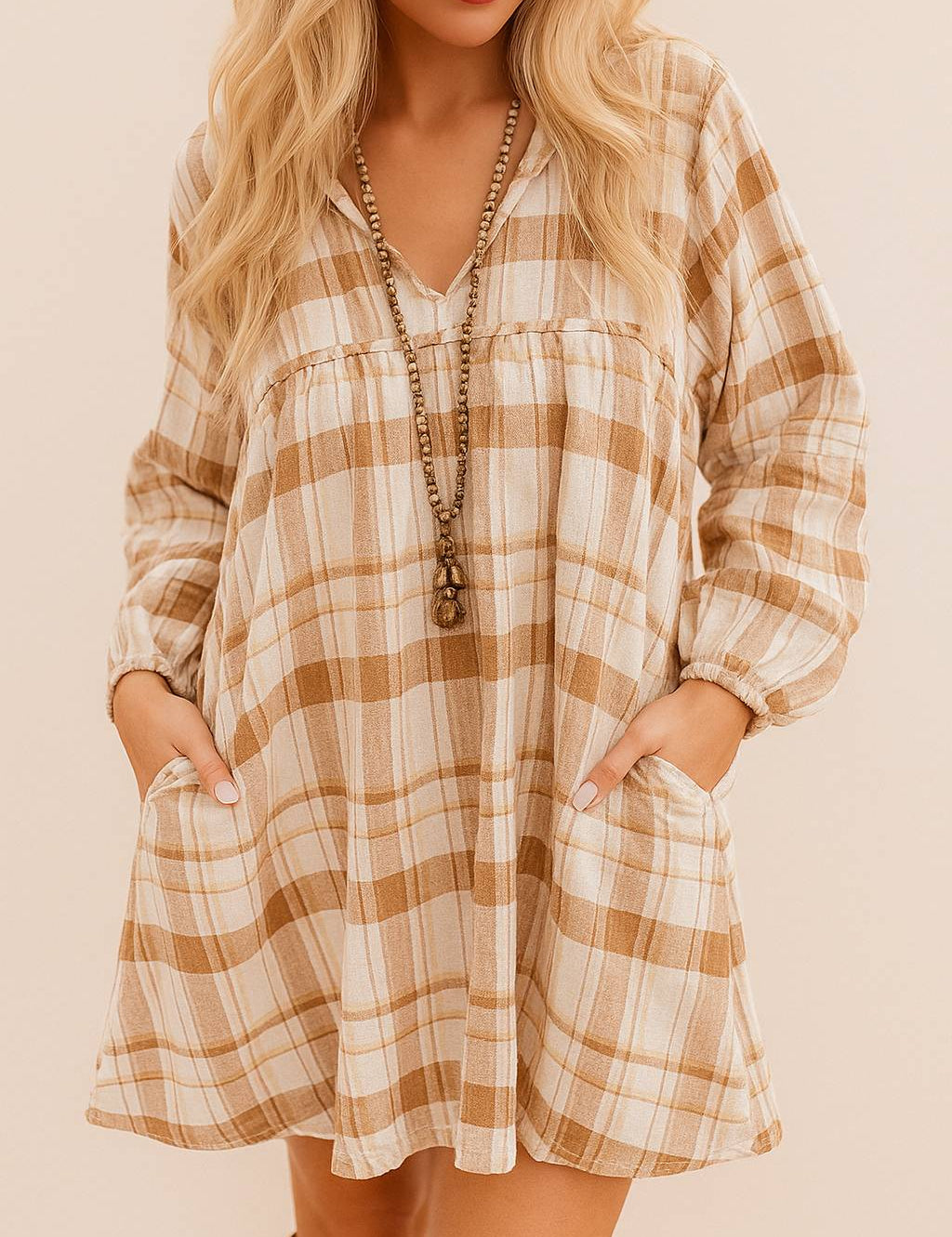 Rustic Plaid Mini Shirt Dress Long Sleeves & Collared Neck | Fall Outfit PALOALTO Rustic Plaid Mini Shirt Dress Long Sleeves & Collared Neck | Fall Outfit PALOALTO