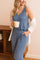 Women's blue ribbed knit loungewear pajama set with sleeveless top and jogger pants